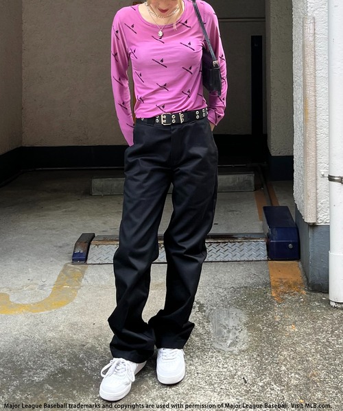 BACK TO THE FIELD（バック トゥー ザ フィールド）の「【MLB】総柄フロッキープリントチュールトップス（Tシャツ/カットソー・レディース・パープル/ブラック/ベージュ・FREE）」の10枚目の写真