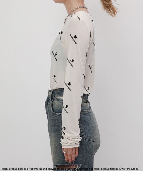 BACK TO THE FIELD（バック トゥー ザ フィールド）の「【MLB】総柄フロッキープリントチュールトップス（Tシャツ/カットソー・レディース・パープル/ブラック/ベージュ・FREE）」の19枚目の写真