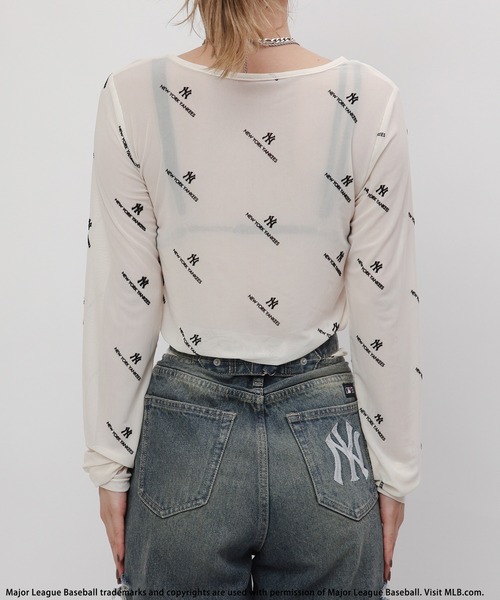 BACK TO THE FIELD（バック トゥー ザ フィールド）の「【MLB】総柄フロッキープリントチュールトップス（Tシャツ/カットソー・レディース・パープル/ブラック/ベージュ・FREE）」の20枚目の写真