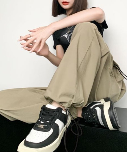 Riff(リフ)の「カーゴパンツ ドロスト付き(カーゴパンツ・レディース・カーキ/ブラック/レッド/ピンク・S/M/L)」の9枚目の写真