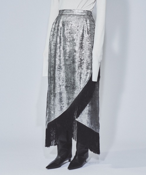 yae(ヤエ)の「Hem fringe skirt/ヘムフリンジスカート(スカート・レディース・ブラック/シルバー/ライトブルー・38/36)」の22枚目の写真