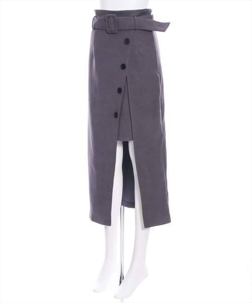 clear（クリア）の「【ZOZO限定】無地柄アソートレイヤードラップスカート[低身長用サイズ有]（スカート・レディース・ブラック/チャコールグレー/ブラック系その他・S/M/XS）」の4枚目の写真