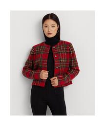 LAUREN RALPH LAUREN | プラッド モヘア クロップド ジャケット(ノーカラージャケット)