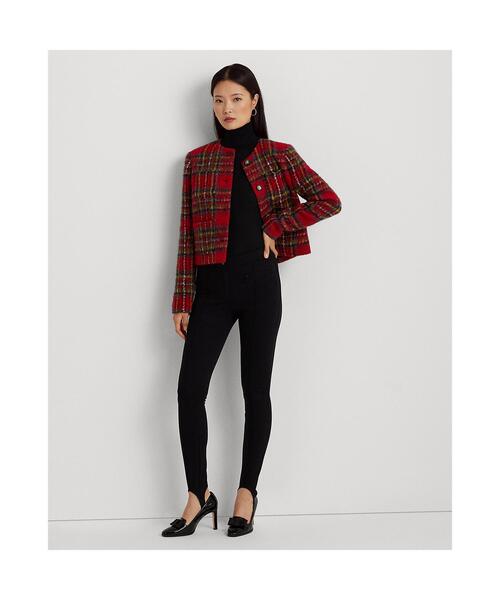 LAUREN RALPH LAUREN(ローレン ラルフ ローレン)の「プラッド モヘア クロップド ジャケット(ノーカラージャケット・レディース・レッド・0/00/2/4/6)」の3枚目の写真