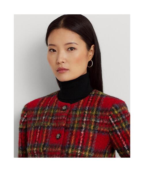 LAUREN RALPH LAUREN(ローレン ラルフ ローレン)の「プラッド モヘア クロップド ジャケット(ノーカラージャケット・レディース・レッド・0/00/2/4/6)」の5枚目の写真