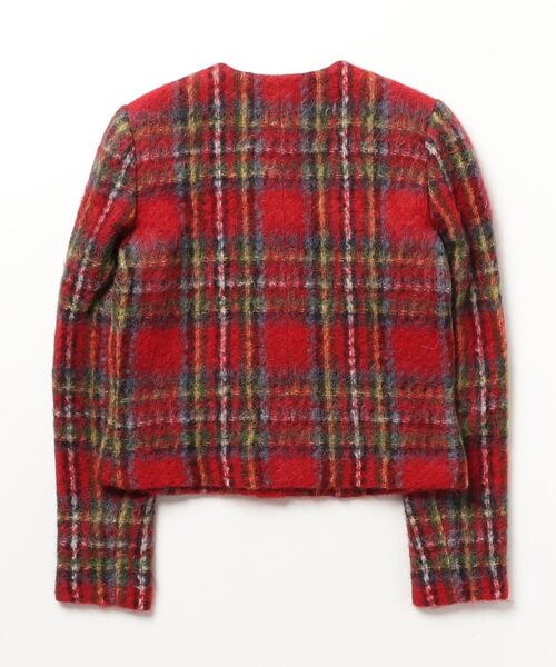 LAUREN RALPH LAUREN(ローレン ラルフ ローレン)の「プラッド モヘア クロップド ジャケット(ノーカラージャケット・レディース・レッド・0/00/2/4/6)」の7枚目の写真