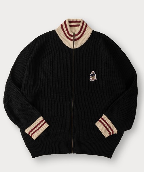 Red Cap Girl（レッドキャプガール）の「ガールイラストワンポイントリブラインドライバーズニット/オーバーサイズ/ユニセックス（ニット/セーター・メンズ・ブラック/ネイビー・M/L）」の3枚目の写真