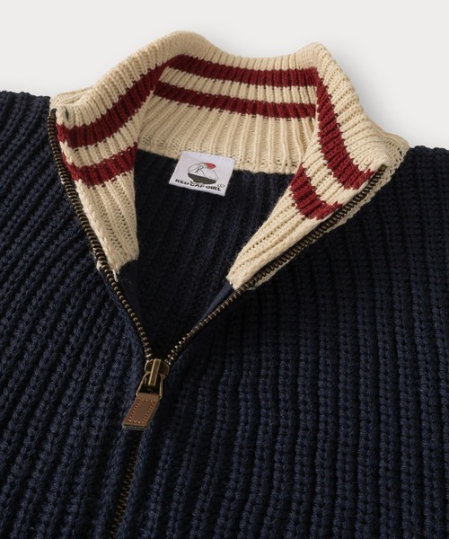 Red Cap Girl（レッドキャプガール）の「ガールイラストワンポイントリブラインドライバーズニット/オーバーサイズ/ユニセックス（ニット/セーター・メンズ・ブラック/ネイビー・M/L）」の7枚目の写真