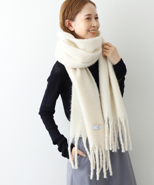 SLOBE IENA（スローブイエナ）の「SLOBE IEN エアリーカラーストール（ストール/ショール・レディース・キャメル/チャコールグレー/スカイブルー/ホワイト/ピンク・FREE）」の21枚目の写真
