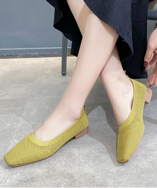 Burner（バーナー）の「【OKUOKU　0909】スクエアメッシュ編みパンプス oku-shoes-724232960277-32 U（パンプス・レディース・ブラック/グリーン/ベージュ/イエロー・36/39/40/37/38）」の4枚目の写真