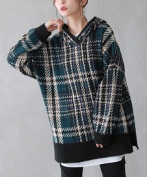 osharewalker | 『チェック柄ニットパーカー』(ニット/セーター)