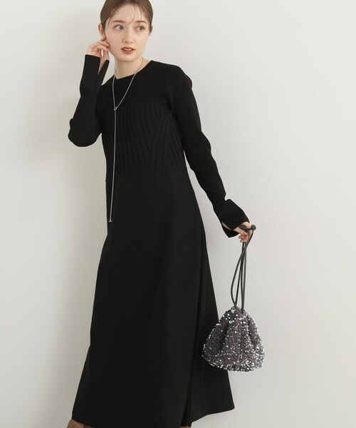 N.（N. Natural Beauty Basic）（エヌエヌナチュラルビューティーベーシック）の「◆ビスチェドッキングニットワンピース（ワンピース・レディース・グレー/ブラック/ベージュ・MEDIUM）」の15枚目の写真