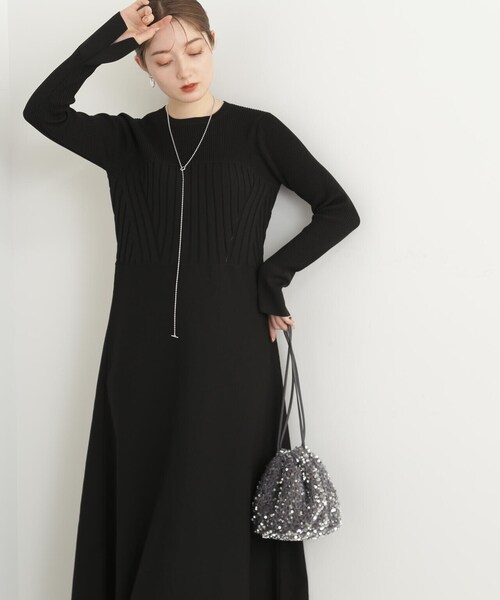 N.（N. Natural Beauty Basic）（エヌエヌナチュラルビューティーベーシック）の「◆ビスチェドッキングニットワンピース（ワンピース・レディース・グレー/ブラック/ベージュ・MEDIUM）」の14枚目の写真