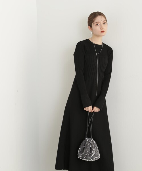 N.（N. Natural Beauty Basic）（エヌエヌナチュラルビューティーベーシック）の「◆ビスチェドッキングニットワンピース（ワンピース・レディース・グレー/ブラック/ベージュ・MEDIUM）」の13枚目の写真