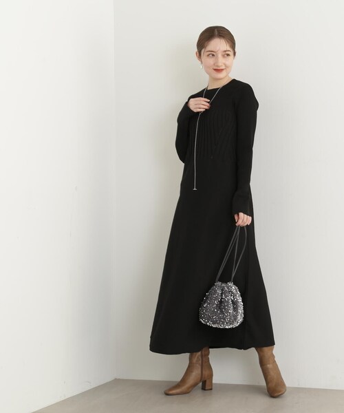 N.（N. Natural Beauty Basic）（エヌエヌナチュラルビューティーベーシック）の「◆ビスチェドッキングニットワンピース（ワンピース・レディース・グレー/ブラック/ベージュ・MEDIUM）」の10枚目の写真