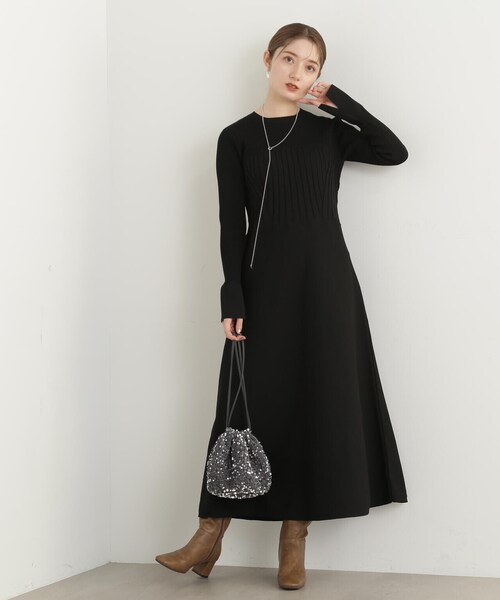 N.（N. Natural Beauty Basic）（エヌエヌナチュラルビューティーベーシック）の「◆ビスチェドッキングニットワンピース（ワンピース・レディース・グレー/ブラック/ベージュ・MEDIUM）」の9枚目の写真