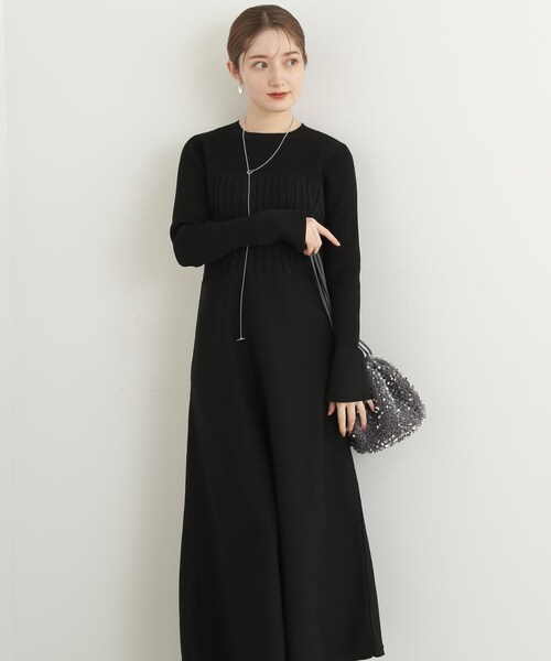 N.（N. Natural Beauty Basic）（エヌエヌナチュラルビューティーベーシック）の「◆ビスチェドッキングニットワンピース（ワンピース・レディース・グレー/ブラック/ベージュ・MEDIUM）」の8枚目の写真