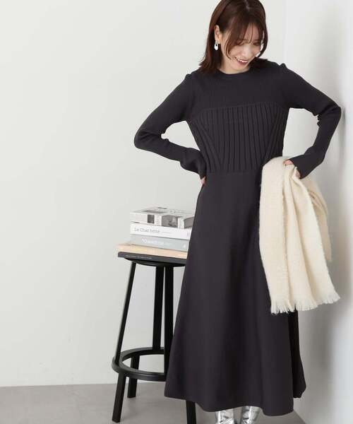 N.（N. Natural Beauty Basic）（エヌエヌナチュラルビューティーベーシック）の「◆ビスチェドッキングニットワンピース（ワンピース・レディース・グレー/ブラック/ベージュ・MEDIUM）」の17枚目の写真