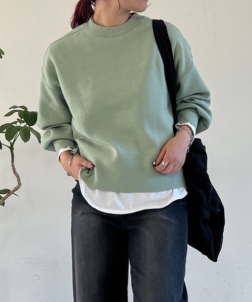 un dix cors（アンディコール）の「スウェットライクニット（ニット/セーター・レディース・ミント/ネイビー/オフホワイト・FREE）」の22枚目の写真