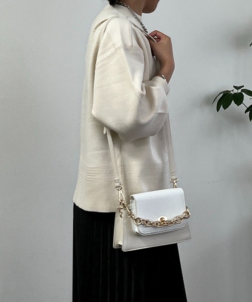 un dix cors（アンディコール）の「スウェットライクニット（ニット/セーター・レディース・ミント/ネイビー/オフホワイト・FREE）」の6枚目の写真