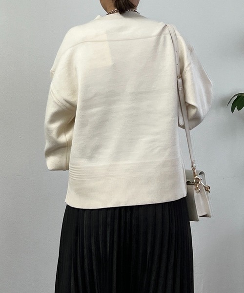 un dix cors（アンディコール）の「スウェットライクニット（ニット/セーター・レディース・ミント/ネイビー/オフホワイト・FREE）」の7枚目の写真