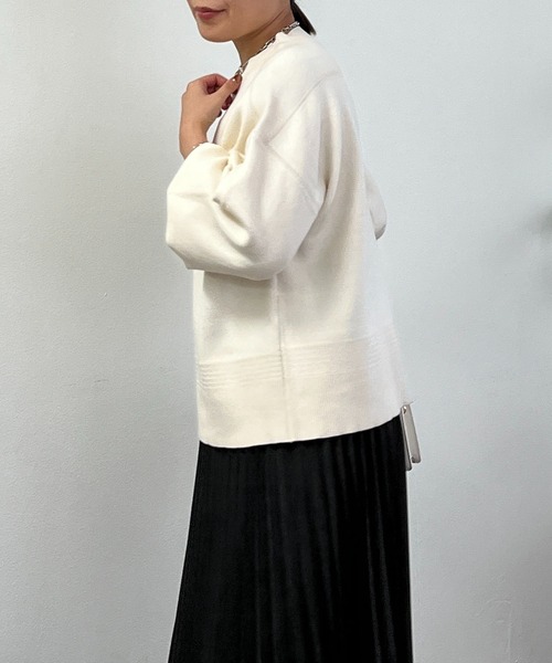 un dix cors（アンディコール）の「スウェットライクニット（ニット/セーター・レディース・ミント/ネイビー/オフホワイト・FREE）」の8枚目の写真