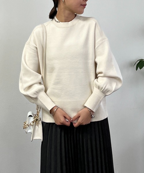 un dix cors（アンディコール）の「スウェットライクニット（ニット/セーター・レディース・ミント/ネイビー/オフホワイト・FREE）」の5枚目の写真