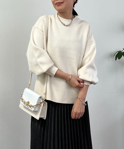 un dix cors（アンディコール）の「スウェットライクニット（ニット/セーター・レディース・ミント/ネイビー/オフホワイト・FREE）」の4枚目の写真