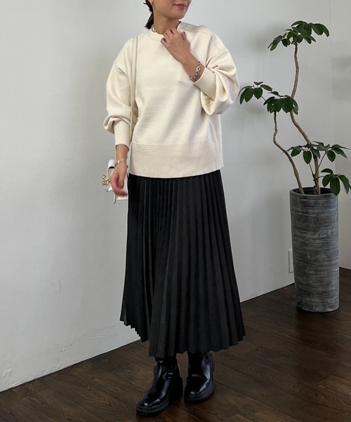 un dix cors（アンディコール）の「スウェットライクニット（ニット/セーター・レディース・ミント/ネイビー/オフホワイト・FREE）」の10枚目の写真