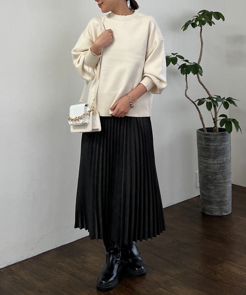 un dix cors（アンディコール）の「スウェットライクニット（ニット/セーター・レディース・ミント/ネイビー/オフホワイト・FREE）」の13枚目の写真