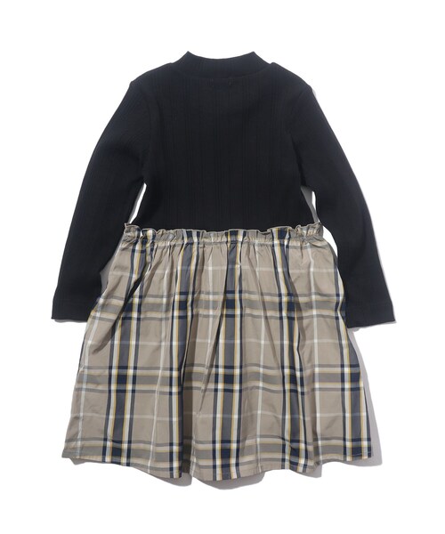 SHOO・LA・RUE（シューラルー）の「◆【110-140cm】チェック柄 ドッキングワンピース（ワンピース・キッズ・アイボリー/ブラック・11/12/13/14）」の5枚目の写真