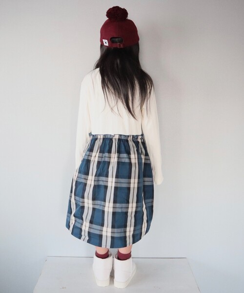 SHOO・LA・RUE（シューラルー）の「◆【110-140cm】チェック柄 ドッキングワンピース（ワンピース・キッズ・アイボリー/ブラック・11/12/13/14）」の13枚目の写真