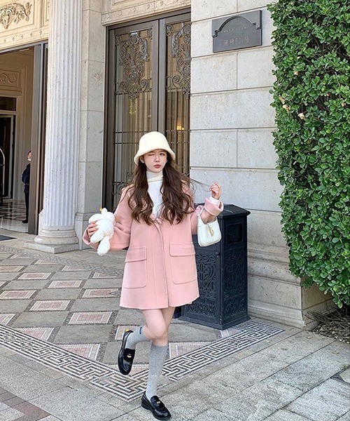 gossip！ロサンゼルス（ゴシップロサンゼルス）の「オーバーサイズトレンチコート（トレンチコート・レディース・アイボリー/ピンク・M/S）」の7枚目の写真