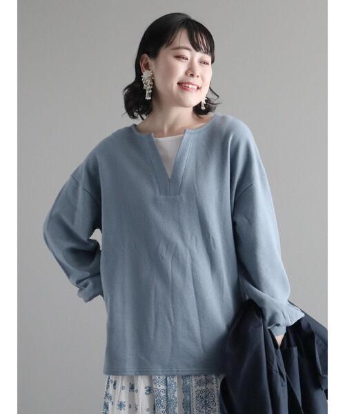 CRAFT STANDARD BOUTIQUE(クラフトスタンダードブティック)の「裏毛レイヤード風プルオーバー(Tシャツ/カットソー・レディース・杢グレー/ブラック/アイボリー/サックスブルー・FREE)」の13枚目の写真