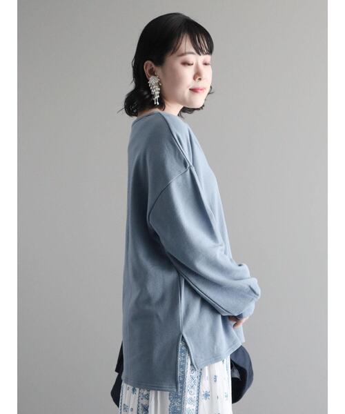 CRAFT STANDARD BOUTIQUE(クラフトスタンダードブティック)の「裏毛レイヤード風プルオーバー(Tシャツ/カットソー・レディース・杢グレー/ブラック/アイボリー/サックスブルー・FREE)」の14枚目の写真