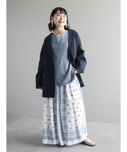 CRAFT STANDARD BOUTIQUE(クラフトスタンダードブティック)の「裏毛レイヤード風プルオーバー(Tシャツ/カットソー・レディース・杢グレー/ブラック/アイボリー/サックスブルー・FREE)」の16枚目の写真
