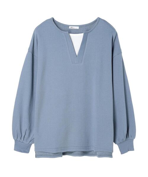 CRAFT STANDARD BOUTIQUE(クラフトスタンダードブティック)の「裏毛レイヤード風プルオーバー(Tシャツ/カットソー・レディース・杢グレー/ブラック/アイボリー/サックスブルー・FREE)」の20枚目の写真