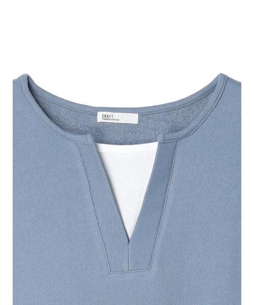 CRAFT STANDARD BOUTIQUE(クラフトスタンダードブティック)の「裏毛レイヤード風プルオーバー(Tシャツ/カットソー・レディース・杢グレー/ブラック/アイボリー/サックスブルー・FREE)」の22枚目の写真