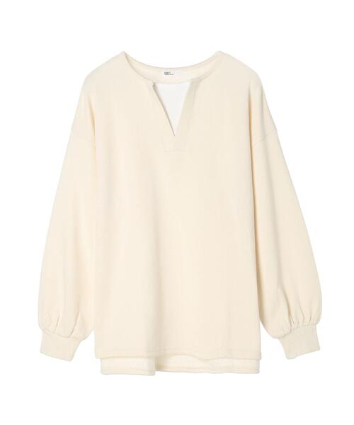 CRAFT STANDARD BOUTIQUE(クラフトスタンダードブティック)の「裏毛レイヤード風プルオーバー(Tシャツ/カットソー・レディース・杢グレー/ブラック/アイボリー/サックスブルー・FREE)」の6枚目の写真
