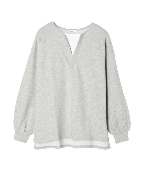 CRAFT STANDARD BOUTIQUE(クラフトスタンダードブティック)の「裏毛レイヤード風プルオーバー(Tシャツ/カットソー・レディース・杢グレー/ブラック/アイボリー/サックスブルー・FREE)」の7枚目の写真