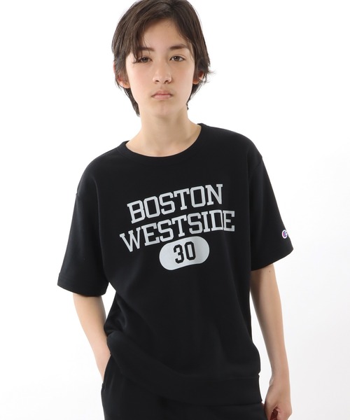 Champion(チャンピオン)の「【Champion/チャンピオン】キッズ ショートスリーブスウェットシャツ(スウェット・キッズ・オートミール/ブラック/グレー・100/110/120/130/140/150/160)」の2枚目の写真