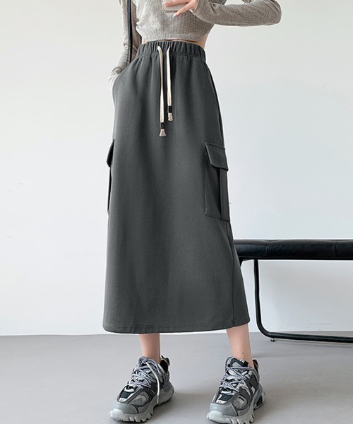 Miniministore(ミニミニストア)の「ワークスカート ハイウエスト 秋冬 韓国(スカート・レディース・ライトグレー/ダークグレー/ブラック・FREE)」の3枚目の写真
