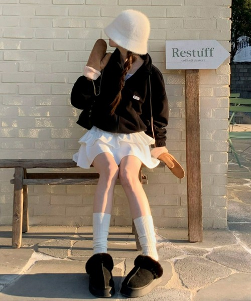 BEIDELLI（ベイデリー）の「[BELLIDE MADE] ベーシックフリースクロップドジップアップ（ブルゾン・レディース・ネイビー/ブラック/ホワイト・FREE）」の5枚目の写真