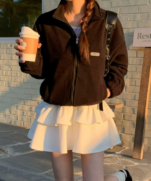 BEIDELLI（ベイデリー）の「[BELLIDE MADE] ベーシックフリースクロップドジップアップ（ブルゾン・レディース・ネイビー/ブラック/ホワイト・FREE）」の13枚目の写真