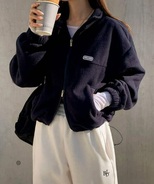 BEIDELLI（ベイデリー）の「[BELLIDE MADE] ベーシックフリースクロップドジップアップ（ブルゾン・レディース・ネイビー/ブラック/ホワイト・FREE）」の9枚目の写真