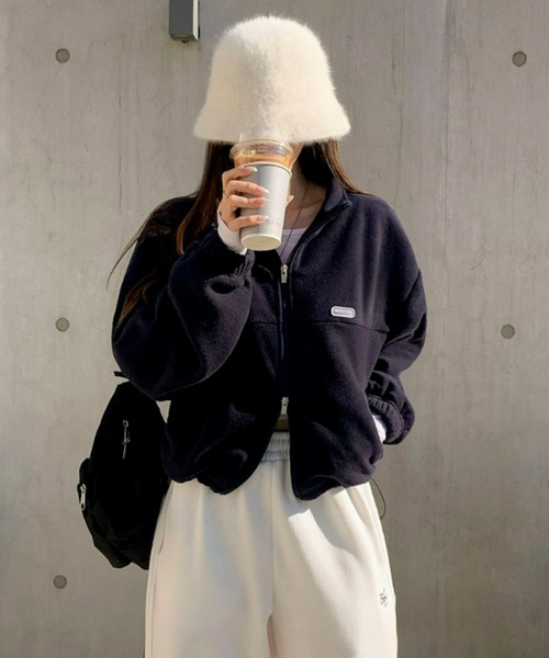 BEIDELLI（ベイデリー）の「[BELLIDE MADE] ベーシックフリースクロップドジップアップ（ブルゾン・レディース・ネイビー/ブラック/ホワイト・FREE）」の15枚目の写真