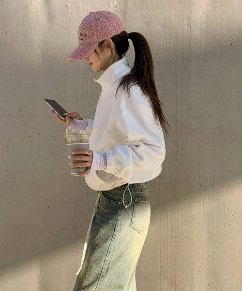 BEIDELLI（ベイデリー）の「[BELLIDE MADE] ベーシックフリースクロップドジップアップ（ブルゾン・レディース・ネイビー/ブラック/ホワイト・FREE）」の10枚目の写真