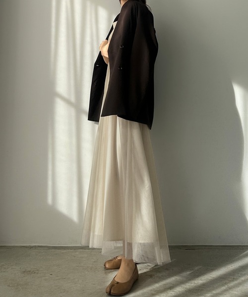 Louere(ルエレ)の「チュール切替フレアキャミワンピース(ワンピース・レディース・ブラック/ダークグレー/アイボリー/ライトグレー/ブルー・X-LARGE/LARGE/MEDIUM/SMALL)」の22枚目の写真