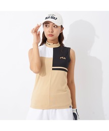 FILA GOLF（フィラゴルフ ）の「FILA GOLF/フィラゴルフ ゴルフウェア ブランド ロゴ 吸汗速乾 UVカット 接触冷感 防透 ノースリーブ モックネックシャツ（Tシャツ/カットソー・レディース）」