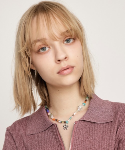 SLY（スライ）の「MIX BEADS N/C ミックス ビーズ ネックレス（ネックレス・レディース・ブルー/ブラック・FREE）」の10枚目の写真